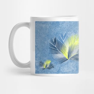 Blue and yellow palms on blue bg Mug